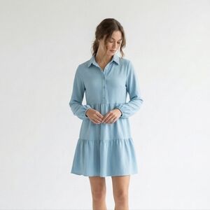 Roylamp Shirt Dress Blue Minimalist Boho Preppy S NWT FLAW